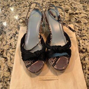 Snakeskin pattern wrap ankle espadille wedges. Worn twice. Great condition.